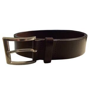 Hugo Boss Brown Genuine Leather Belt Silver Buckle Classic, Men's 33"-37"